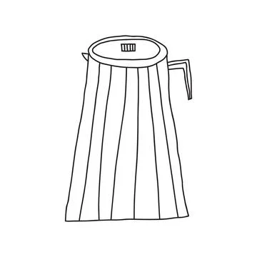 Hand drawn doodle vector illustration of designer coffee or tea pot with a cu Stock Illustration