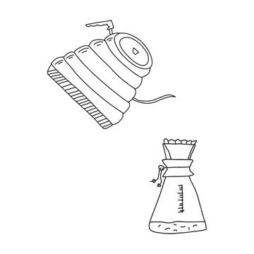 Hand drawn doodle vector illustration of traditional gooseneck kettle coffee  Stock Illustration