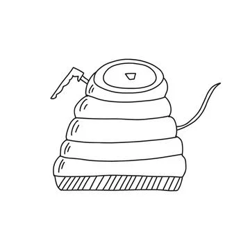 Hand drawn doodle vector illustration of traditional gooseneck kettle coffee pot Stock Illustration