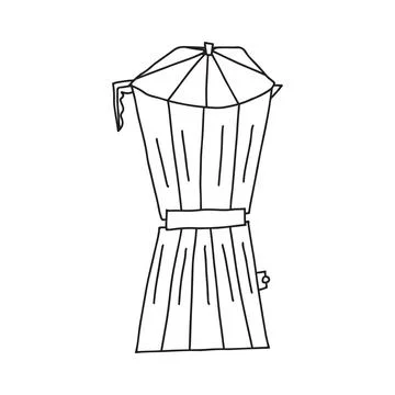 Hand drawn doodle vector illustration of moka percolator coffee pot for brewing Stock Illustration