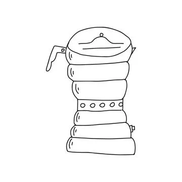 Hand drawn doodle vector illustration of moka percolator coffee pot for brewing Stock Illustration