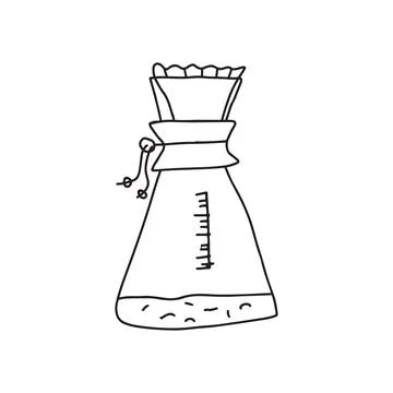 Hand drawn doodle vector illustration of pour-over vessel coffee dripper Stock Illustration