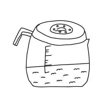 Hand drawn doodle vector illustration of traditional coffee pot for brewing hot Stock Illustration