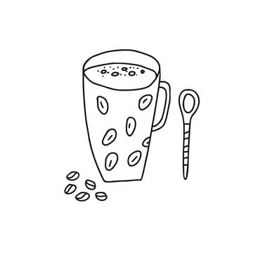 Hand drawn doodle vector illustration of delicious hot cup of coffee of tea Stock Illustration