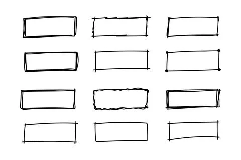 Hand drawn doodle vector rectangle frames. Grungy scribble rectangle frames Illustrazione stock