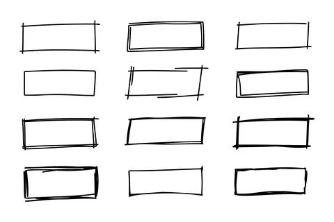 Hand drawn doodle vector rectangle frames. Grungy scribble rectangle frames Stock Illustration