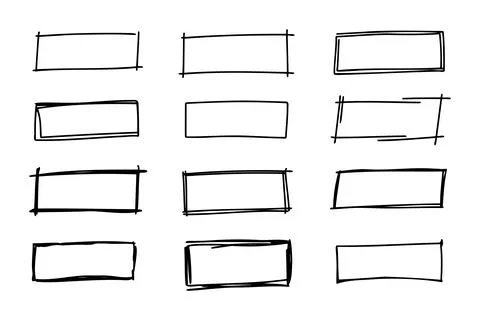 Hand drawn doodle vector rectangle frames. Grungy scribble rectangle frames Stock Illustration