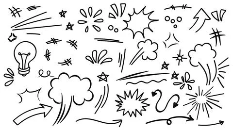 Hand drawn doodle vector set.Collection of cute hand drawn doodle.Vector il.. Stock Illustration