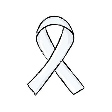 Hand-drawn doodle vector of a white awareness ribbon. Stands for violence a.. Stock Illustration
