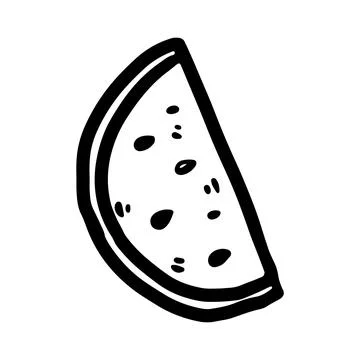 Hand-drawn doodle of  watermelon slice. Stock Illustration