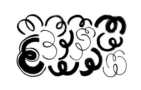 Hand drawn doodled squiggly vector lines set. Stock Illustration
