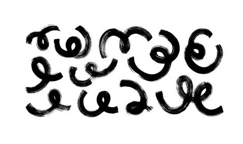 Hand drawn doodled squiggly vector bold lines set. Stock Illustration