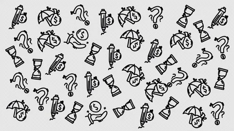 Hand-drawn doodles scatter across a transparent background Stock Footage 337462127