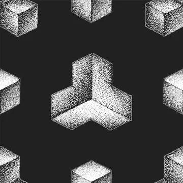 Hand drawn dotart blackwork pattern. Stock Illustration