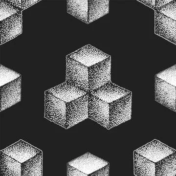 Hand drawn dotart blackwork pattern. Illustrazione stock