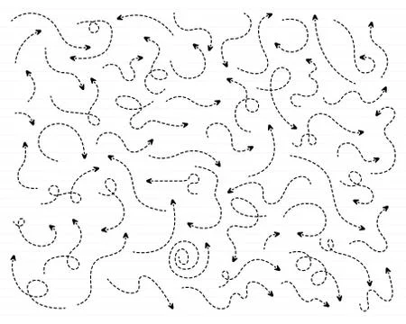 Hand drawn dotted arrow set vector design Stock Illustration