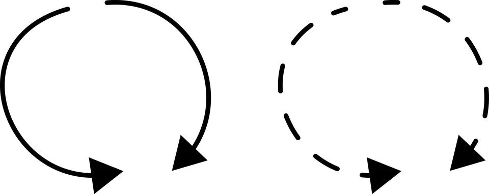 Hand drawn dotted arrows set vector. Curved arrow line. Doodle, sketch Stock Illustration