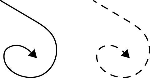 Hand drawn dotted arrows set vector. Curved arrow line. Doodle, sketch Stock Illustration