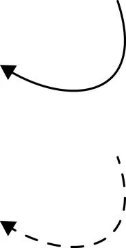 Hand drawn dotted arrows set vector. Curved arrow line. Doodle, sketch Stock Illustration