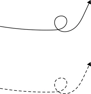 Hand drawn dotted arrows set vector. Curved arrow line. Doodle, sketch Stock Illustration