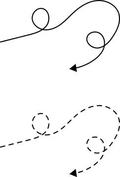 Hand drawn dotted arrows set vector. Curved arrow line. Doodle, sketch Stock Illustration