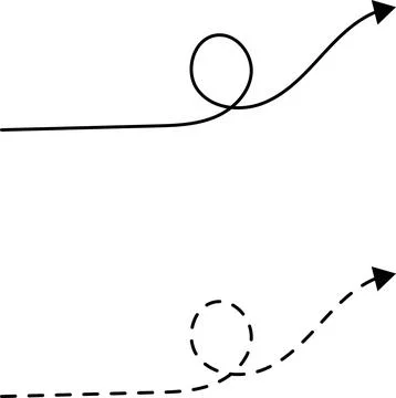Hand drawn dotted arrows set vector. Curved arrow line. Doodle, sketch Stock Illustration
