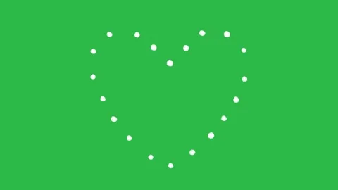 Hand Drawn Dotted Heart Shape Glow Accent Animation on Green Screen Background Stock Footage 339335242