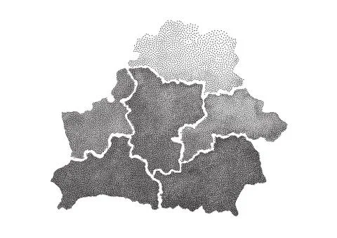 Hand drawn dotted map of Belarus. Stock Illustration