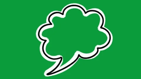 Hand Drawn Double Line Cloud Thought Bubble Black White 2D Animation Green Scree Stock Footage 341798885