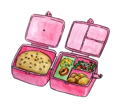 Hand drawn double lunch box Stock Illustration