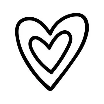 Hand drawn double vector heart. Romantic doodle illustration Stock Illustration