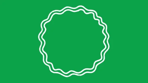 Hand Drawn Double Wavy Circle Badge Frame Green Screen Motion Graphic Stock Footage 344049281