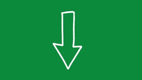 Hand Drawn Down Arrow Animation Green Screen White Doodle Directional Motion Stockbeeldmateriaal 334608517