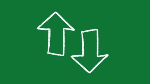Hand-Drawn Up Down Arrow Direction 2D Animation on Green Screen Stockbeeldmateriaal 334608943