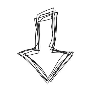 Hand drawn down arrow doodle, sketch scribble element, pencil art design Illustrazione stock