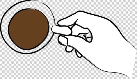 Hand drawn drawing of a hand holding a cup of coffee Stock Illustration