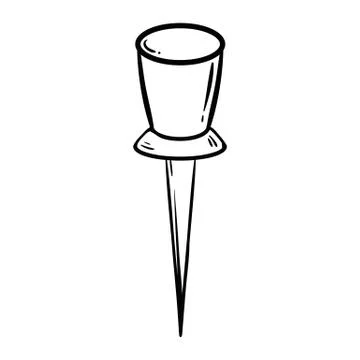 Hand drawn drawing pin icon. Sign or symbol Isolated on white background. Bla Illustrazione stock
