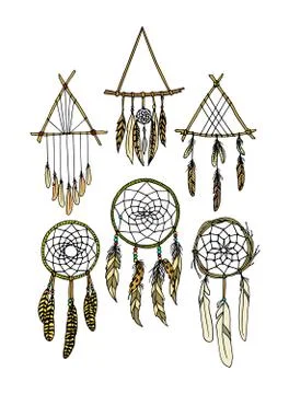 Hand drawn dreamcatcher Stock Illustration