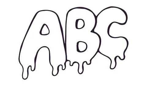 Hand drawn dripping ABC letters in doodle style on white background Stock Illustration