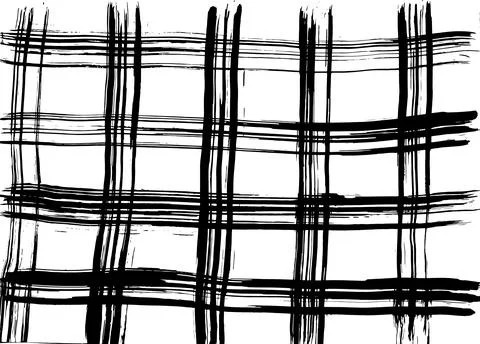 Hand Drawn Dry Brush Grid Seamless Pattern. Stock Illustration