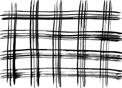 Hand Drawn Dry Brush Grid Seamless Pattern. Stock Illustration
