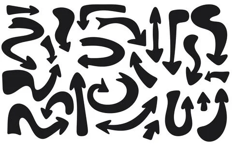 Hand drawn dynamic arrows set Illustrazione stock