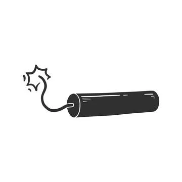 Hand drawn dynamite with fire element. Stock Illustration