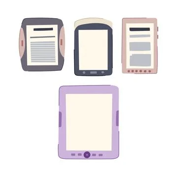 Hand drawn e readers presenting digital reading devices Stock Illustration