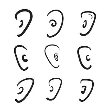 Hand drawn ears vector illustration icon set Stock Illustration