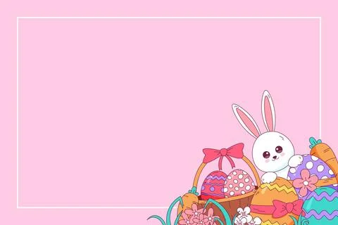 Hand drawn easter background with frame. Stock Illustration