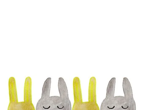 Hand drawn Easter bunny background. Cute rabbit's ears, white background. W.. Stock Illustration