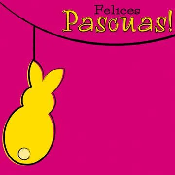 Hand drawn Easter bunny card in vector format. Words translate to "Happy Ea.. Illustrazione stock