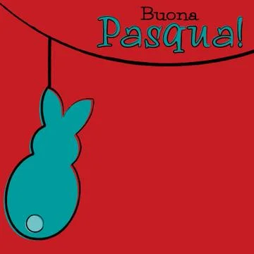 Hand drawn Easter bunny card in vector format. Words translate to "Happy Ea.. Stock Illustration