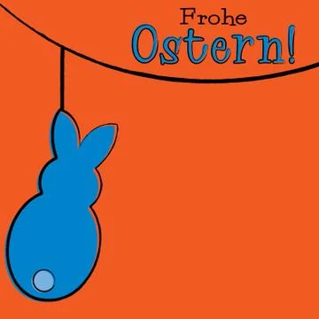 Hand drawn Easter bunny card in vector format. Words translate to "Happy Ea.. Illustrazione stock